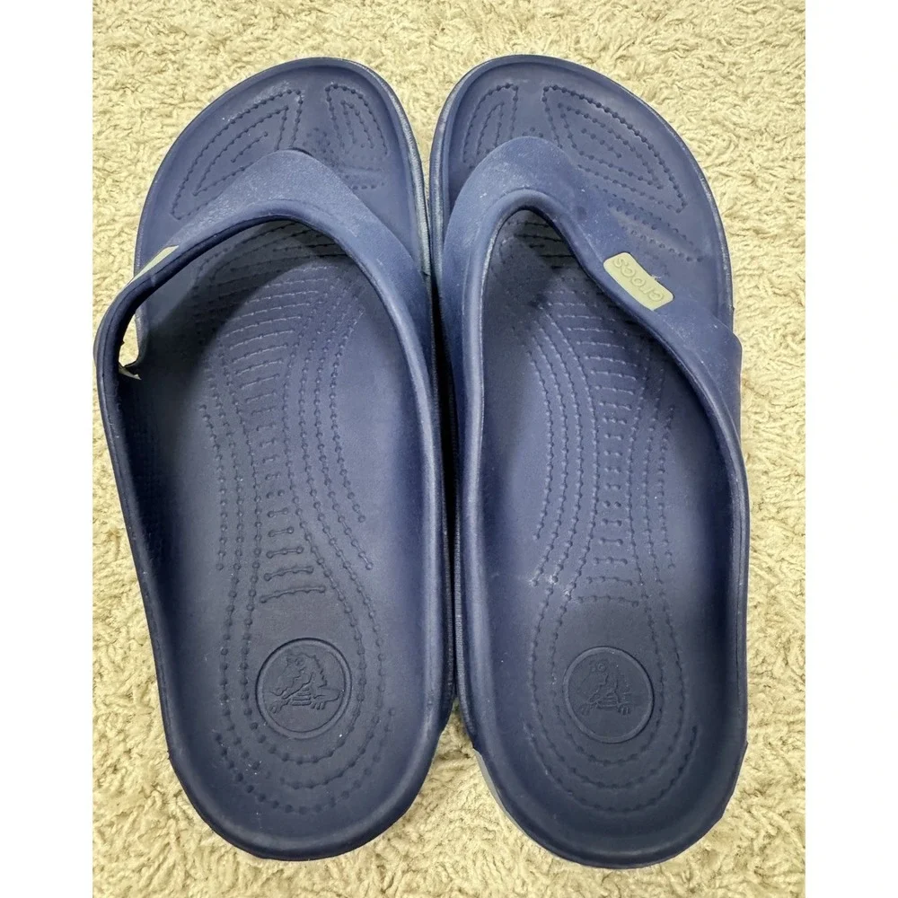 Crocs Unisex Classic Flip Flops Waterproof Slip On Shoes Size M 9 W 10 Navy Pool